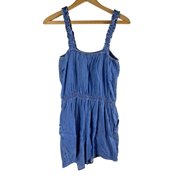 Express Romper Size Small Denim Chambray Shorts Sleeveless Womens NEW One Piece - Picture 1 of 6